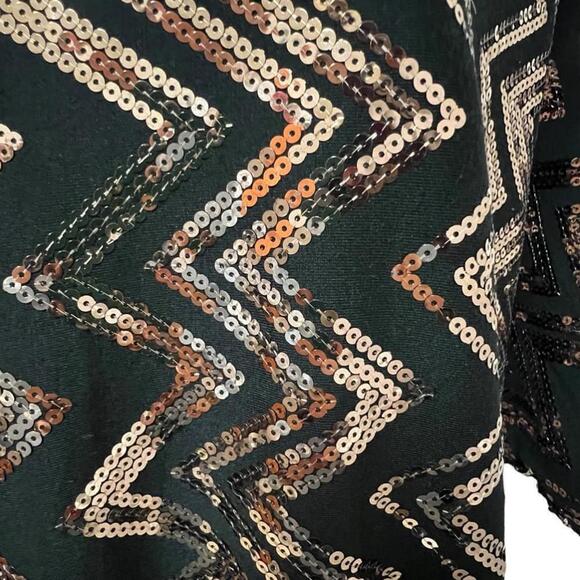 MONAMIE Women’s Black & Gold Sequence Dolman Sleeve Blouse, Size XL - Picture 14 of 15